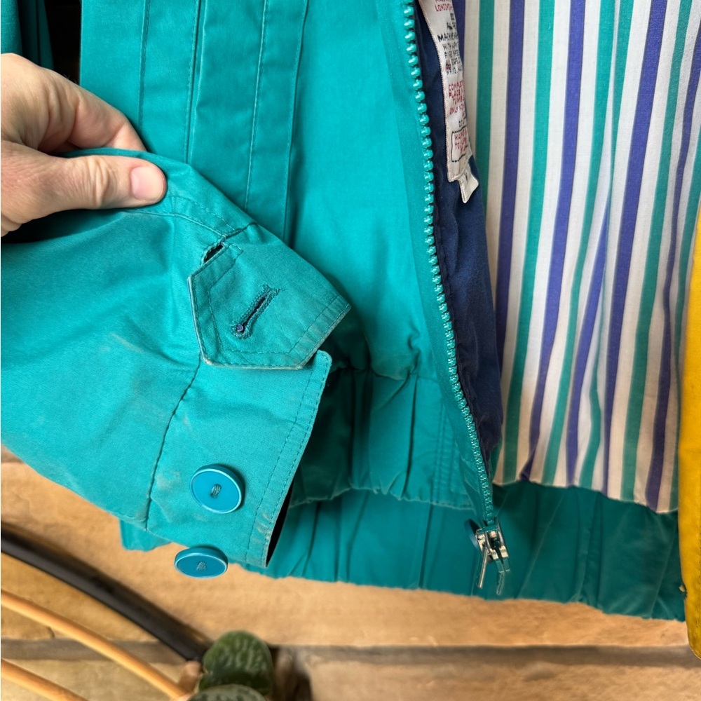 Vintage London Fog Teal and Yellow Windbreaker Rain Jacket - Picture 5 of 8